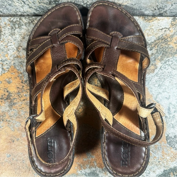 BORN Shoes Womens Size 9 Brown Leather Chenille Tamarind Strappy Sandal LIKE NEW - Picture 8 of 11